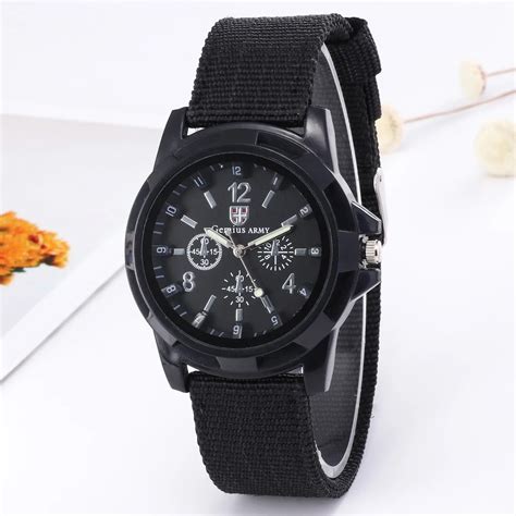 Reloj Militar De Nailon Para Hombre Cron Grafo De Cuarzo Correa De Lona