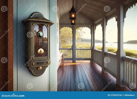 Doorbell With View Of Front Porch And Beyond In Classic Wooden House