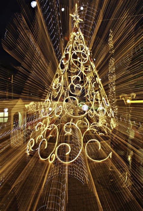 Christmas Tree with Lightpainting Stock Image - Image of lights, star ...