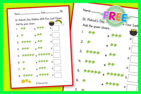 St Patrick S Day Addition With Four Leaf Clovers Classroom Star