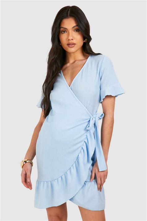 Maternity Textured Wrap Frill Mini Dress Boohoo Uk