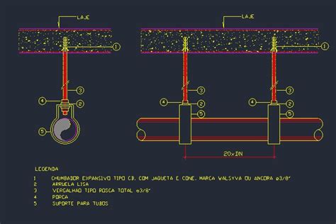 Detalhes De Fixação De Escapamento Dwg - Fixação de tubos: Detalhes em DWG - Download