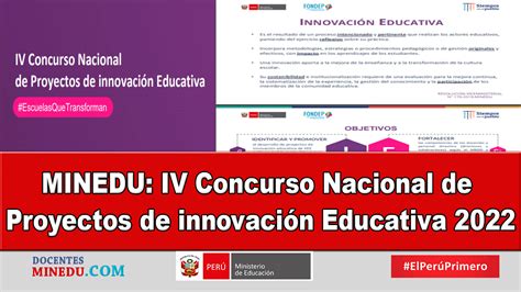 Minedu Iv Concurso Nacional De Proyectos De Innovaci N Educativa