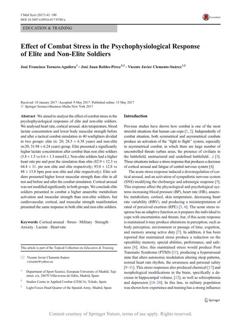 Effect Of Combat Stress In The Psychophysiological Response Of Elite