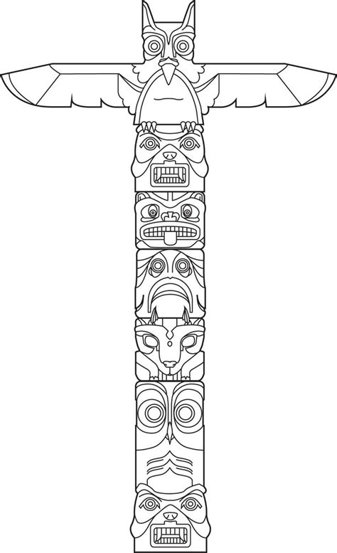 Totem Vector Art Totem Pole Drawing Totem Pole Art Native American