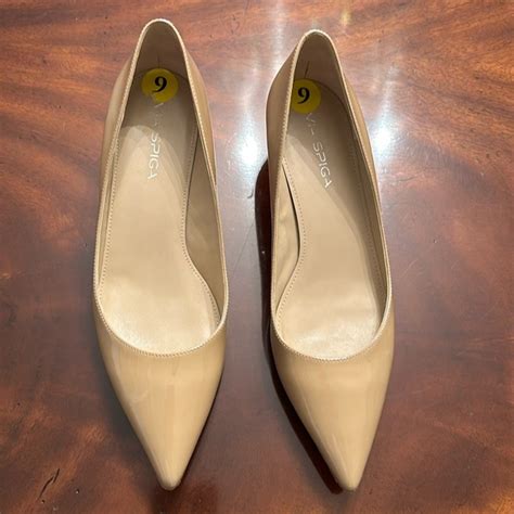 Via Spiga Shoes Via Spiga Patent Leather Nude Low Kitten Heel Pumps