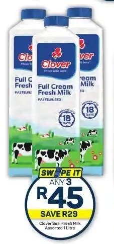 Clover Seal Fresh Milk Assorted Litre Offer At Pick N Pay Hypermarket