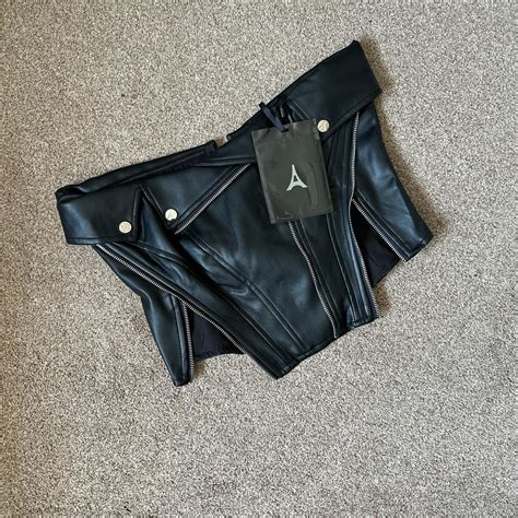 MANIERE DE VOIR BLACK LEATHER CORSET Depop