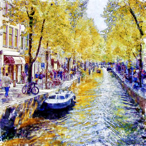 Amsterdam Canal watercolor Painting by Marian Voicu | Pixels