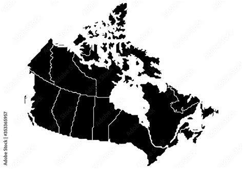 Mapa Negro De Canada En Fondo Blanco Stock Vector Adobe Stock