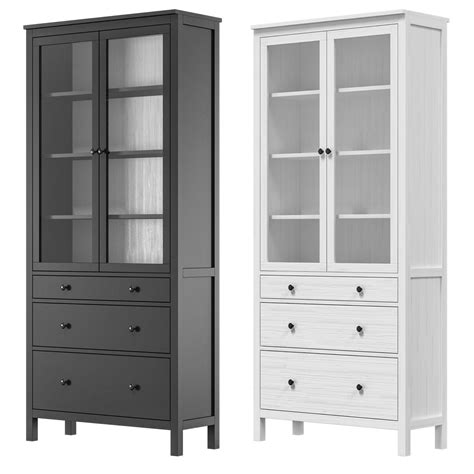 Ikea Hemnes Cabinet With Glass Door And 3 Drawers 3d Model Cgtrader