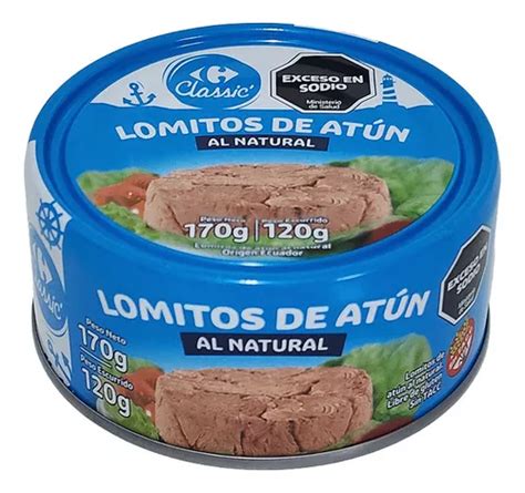 Lomitos De Atún Carrefour Al Natural 170g Pack X 7 Unidades