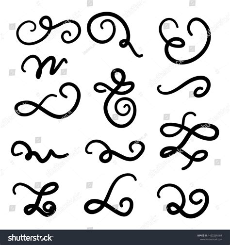 Set Hand Drawn Lettering Calligraphy Swirls Stock Vector (Royalty Free ...