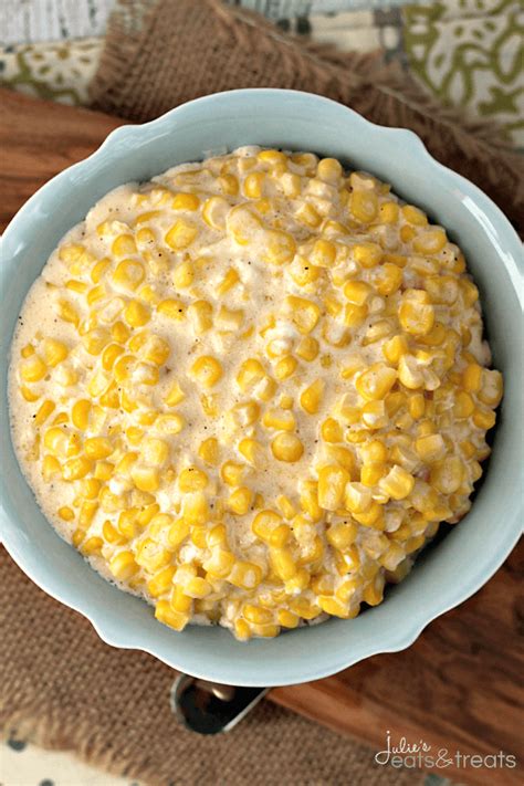 Crock Pot Cheddar Creamed Corn Julies Eats And Treats