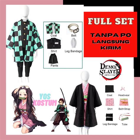 Jual Kostum Demon Slayer Lengkap Paket Baju Cosplay Anime Tanjiro