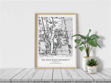 The Ohio State University Map, Columbus, OH Graduation Gift wall Decor ...