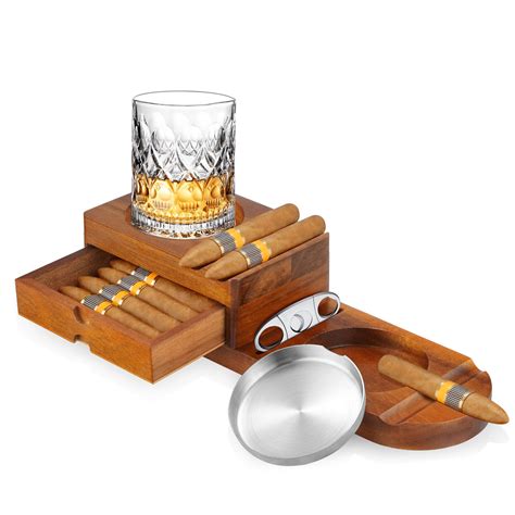 Cigar Ashtray Coaster Whiskey Glass Tray And Wooden Ash Tray Ebay