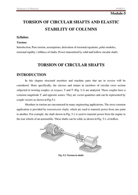 Torsion Formula and Examples - Module- TORSION OF CIRCULAR SHAFTS AND ...