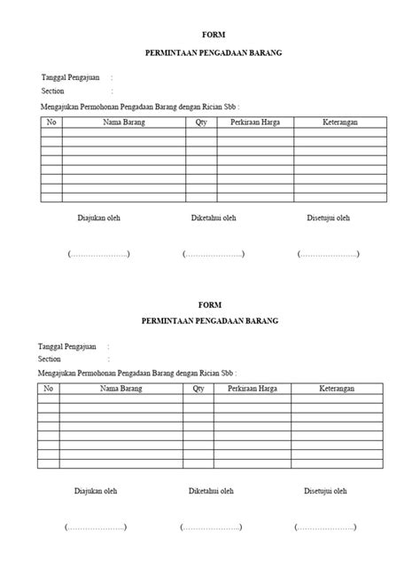 003 Form Permintaan Pengadaan Barang Pdf