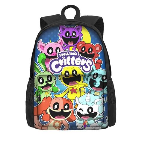 Smiling Critters Backpack Kids School Bag Kawaii Anime Animals Catnap