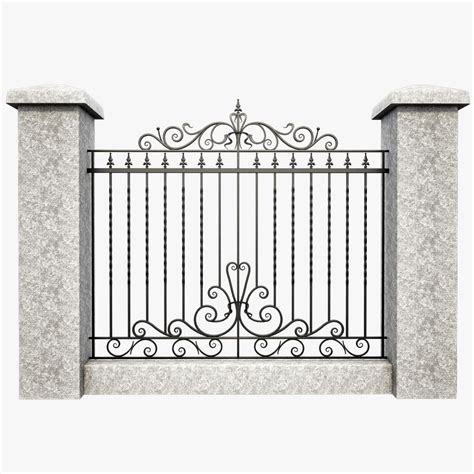 Wrought Iron Fence With Brick V1 Free 3d Model Obj Stl Free3d