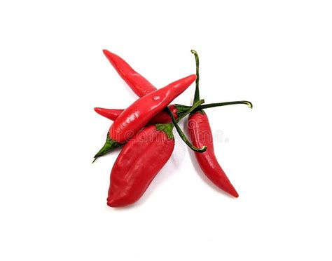 Small And Red Hot Chili Peppers On A White Background Stock Image Image Of Group Small