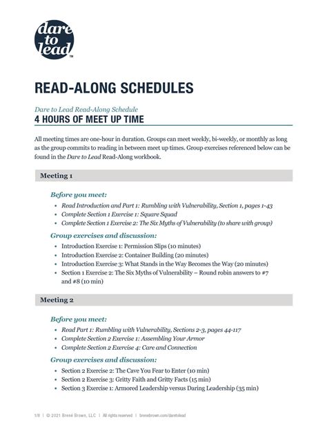 Dare To Lead Read Along Schedules Brené Brown