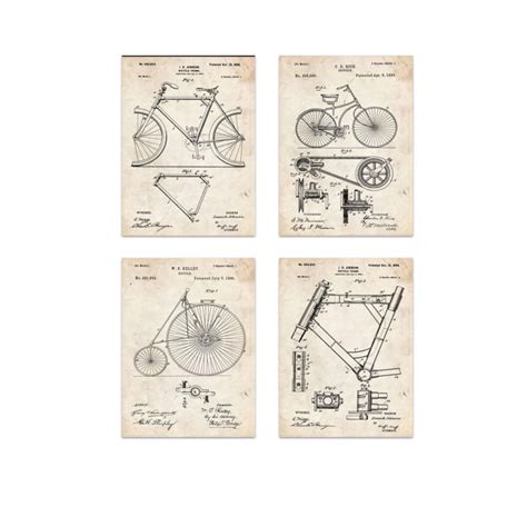 Set De 4 Laminas Impresión En Papel Sin Marcos A4 Bicicletas