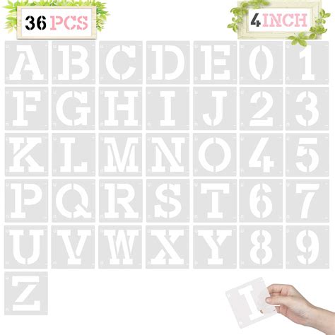 Buy Inch Letter Stencils Pcs Reusable Plastic Art Craft Alphabet