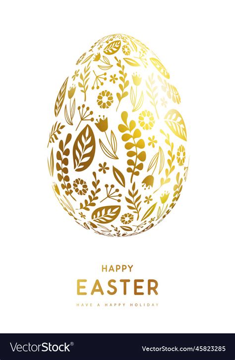 Easter egg with gold floral ornament Royalty Free Vector