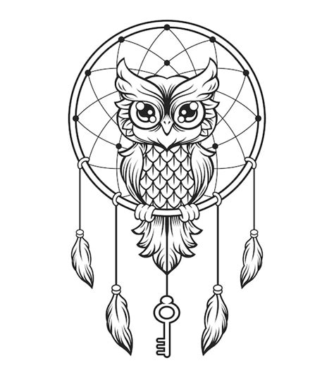 Simple Owl Outline Tattoo