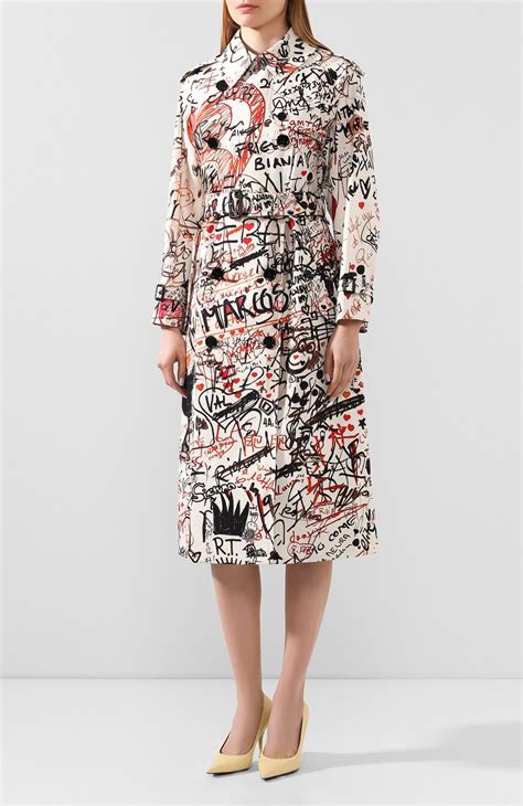 Женский разноцветный хлопковый тренч BURBERRY купить в интернет ...