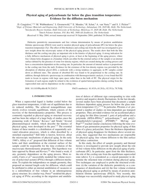 Pdf Physical Aging Of Polycarbonate Far Below The Glass Transition