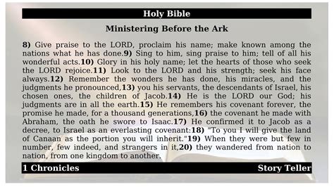 1 Chronicles Chapter 16 Ministering Before The Ark The Holy Bible