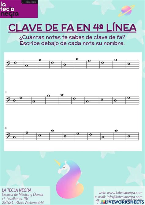 Ejercicio De Clave De Fa En 4ª Línea Worksheet Live Worksheets