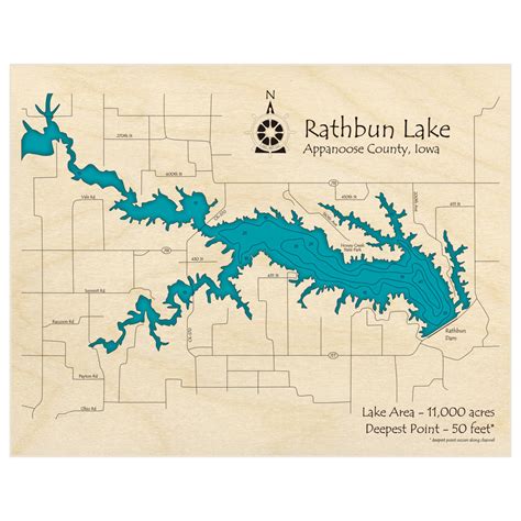 Rathbun Lake 3D Custom Wood Map – Lake Art LLC