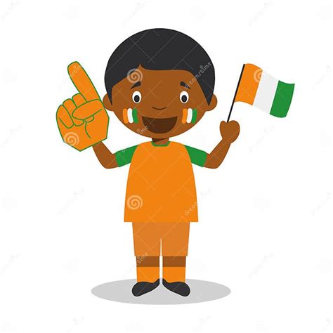 National Sport Team Fan From Ivory Coast With Flag And Glove Vector