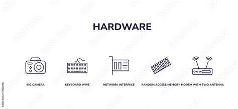 Editable Outline Icons Set Thin Line Icons From Hardware Collection