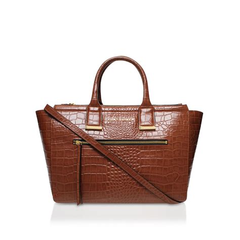 Kurt geiger Croc Bea Tote Bag in Brown (Tan) | Lyst