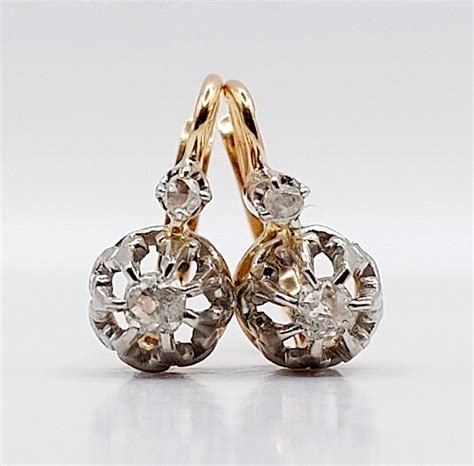 Dormeuses Antique Or Rose 18k Sertie De 0 20 Carats De Diamants Taille