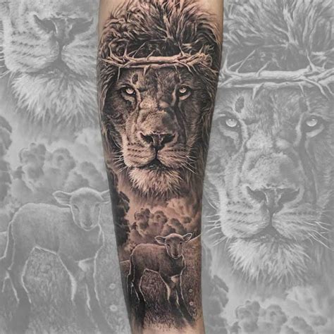 Lion and Lamb Tattoo Design Ideas | Lamb tattoo, Lion tattoo sleeves ...