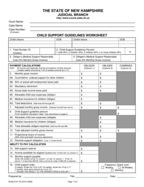 Nh Child Support Guidelines Worksheet