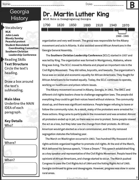 Civil Rights Movement + Dr. King Reading Packet by Teach Simple