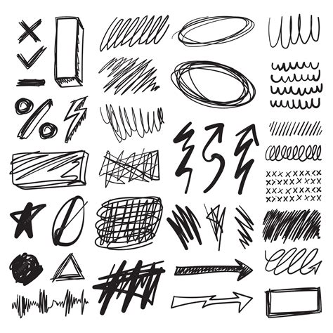 premium vector hand drawn scribble set