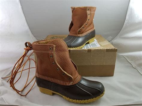 New Ll Bean Tumbled Leather Shearling Lined Winter Lace Up Duck Boots Womens 8 Llbean