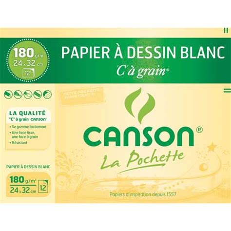 Canson Pochette De Feuilles X Cm Papier Dessin Blanc C A Grain G