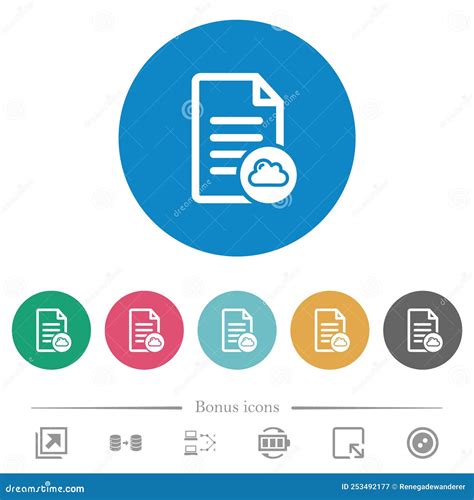 Iconos Redondos Planos De Documentos En La Nube Ilustraci N Del Vector