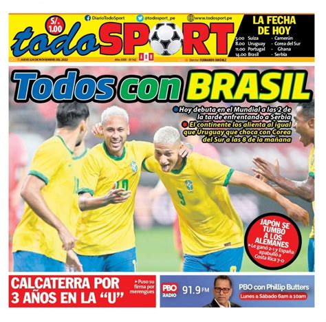 Portada Impresa Diario Todo Sport 24112022 Todo Sport