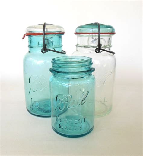 Bail Wire Ball Mason Jars Blue Glass Lids Quart By Lauraslastditch