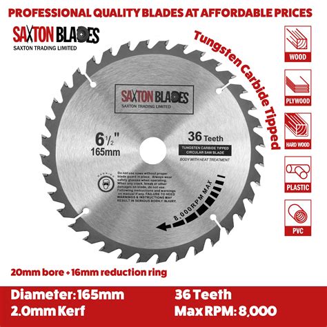 TCT Circular Blade 165mm X 36T Saxton Blades